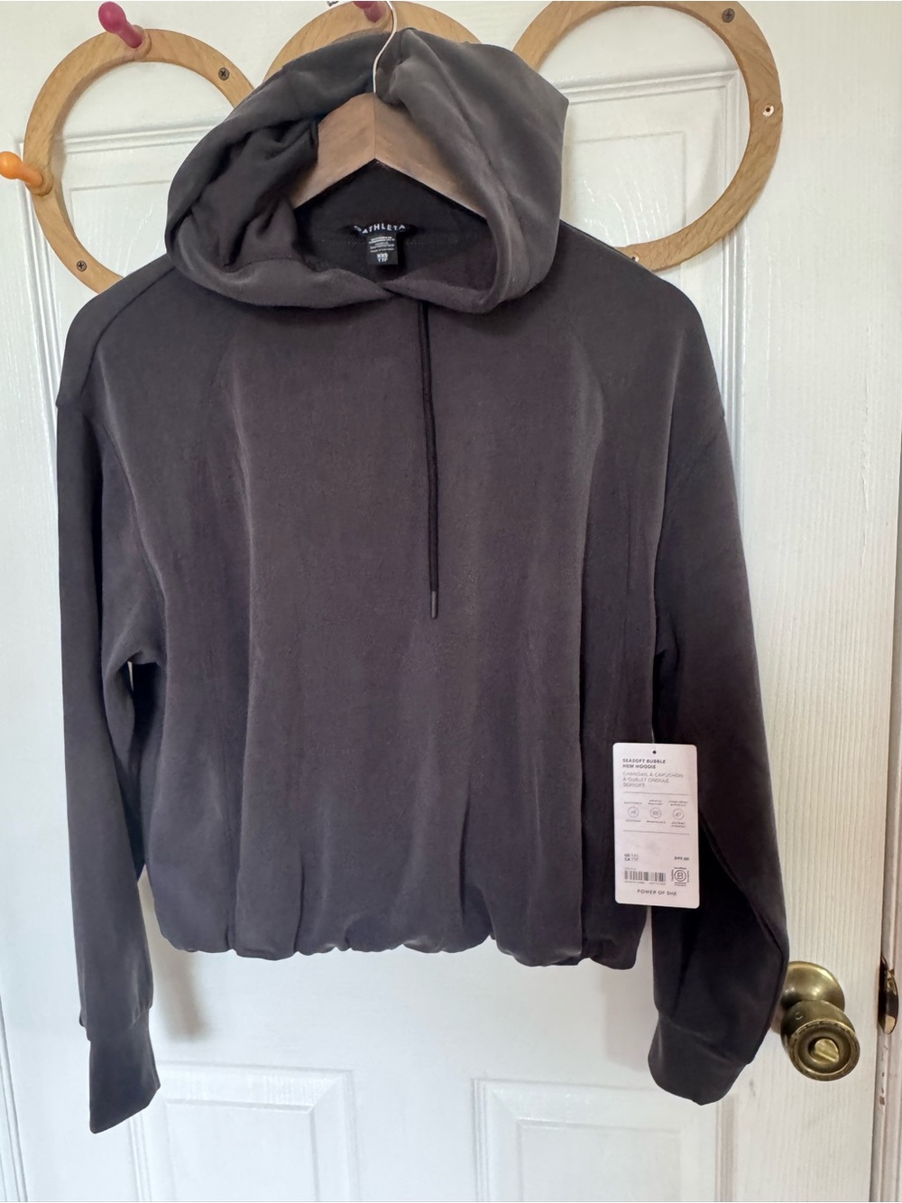 Athleta Women's Charcoal Gray Hooded Pullover Sweatshirt NWT